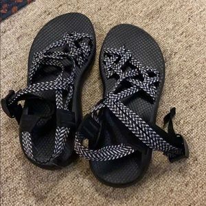 Black and white chacos